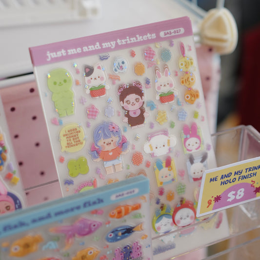 Me and my trinkets HOLO finish transparent stickersheet